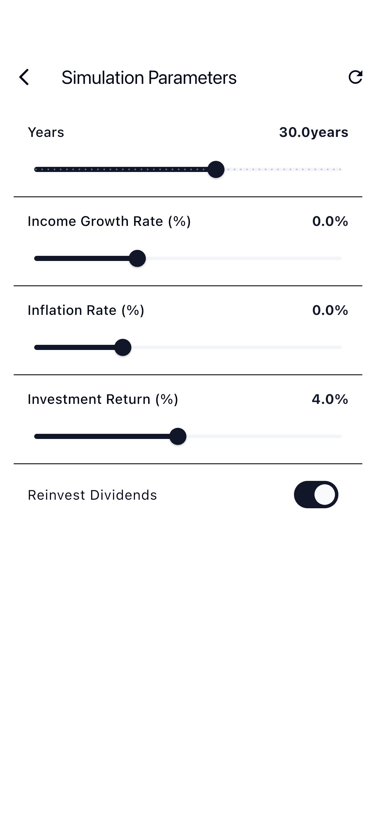 Simulation parameters