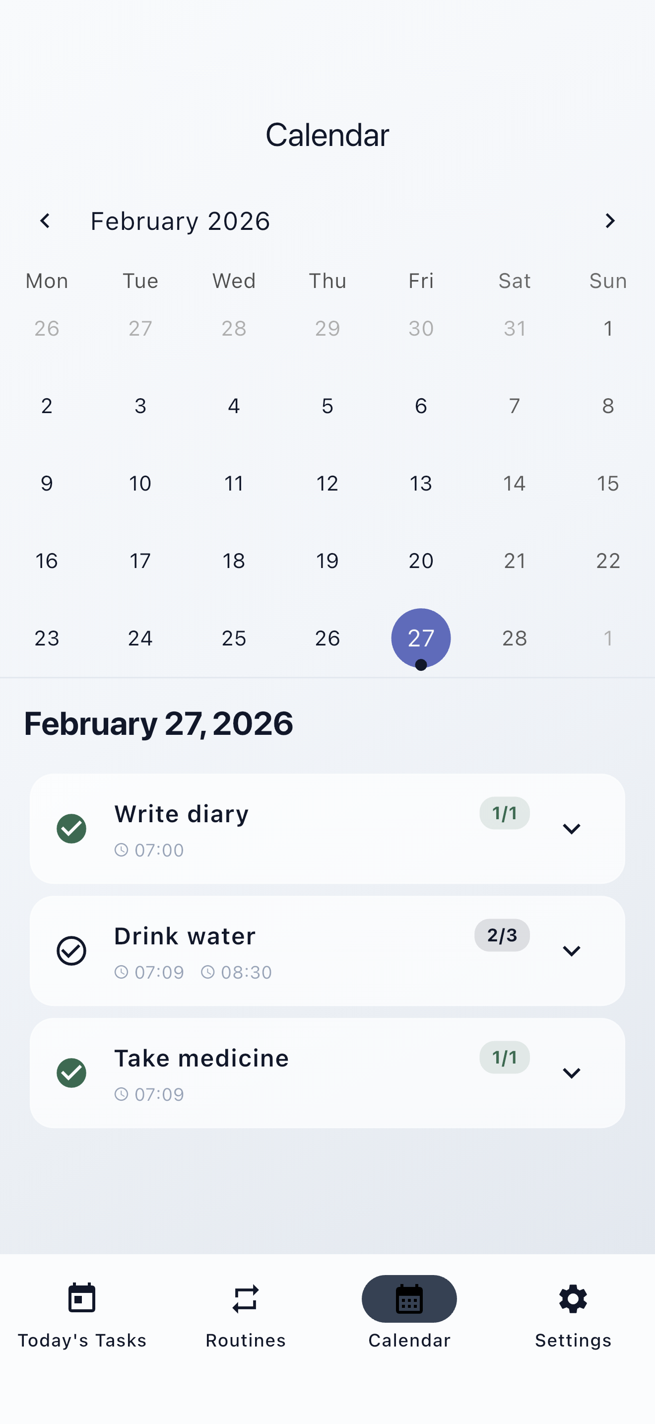 Calendar view