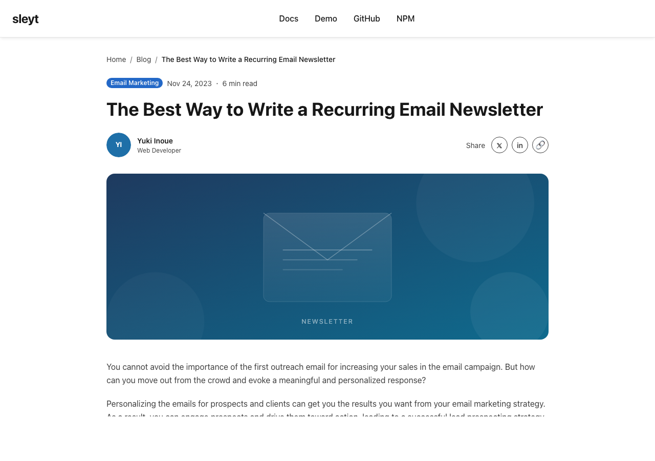 Blog article detail demo